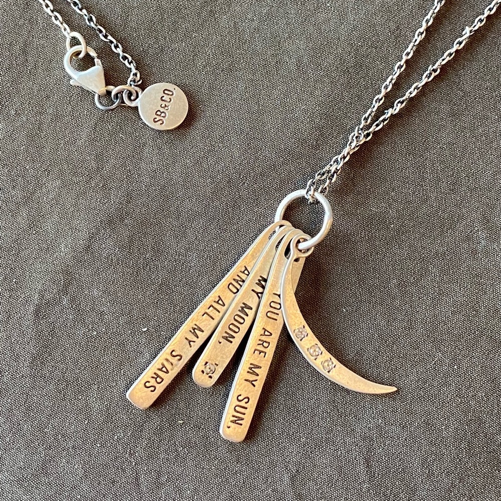 Sugarboo & Co. sterling and 4 stone necklace Moon & Stars